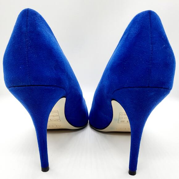 Aldo Nydaudia Cobalt Blue Suede Asymmetrical Cut Pointed Toe Pumps Heels Sz 8.5 - Picture 5 of 10